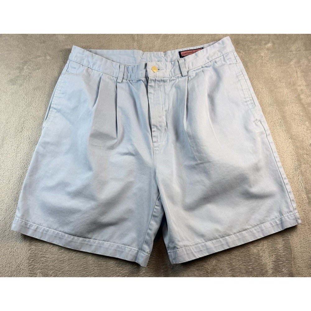 Vineyard Vines Shorts Men's 34 Light Blue Pleated Front 8"inseam‎ Classic Fit